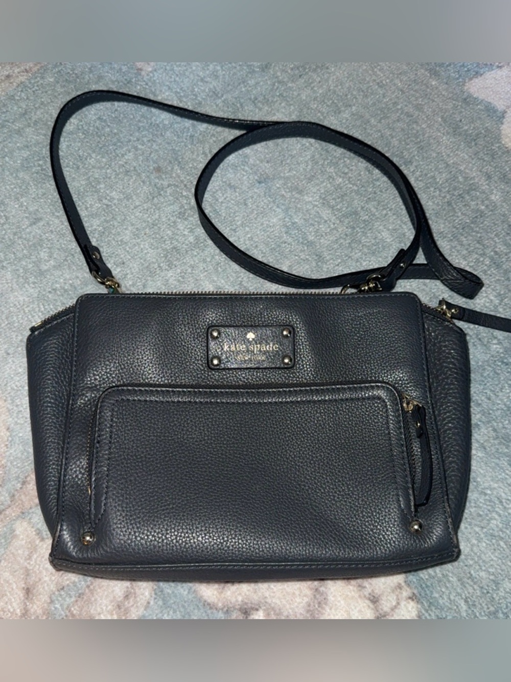 Kate Spade New York Gray Pebbled Leather Crossbody Bag